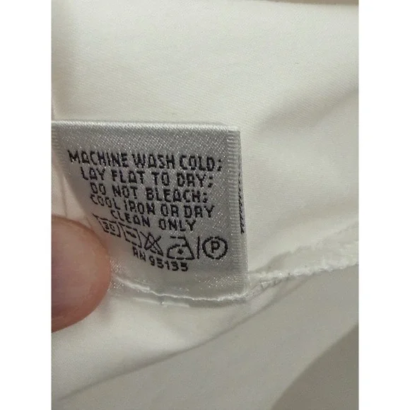 LAFAYETTE 148 White Cotton Blend Pleated 3/4 Sleeve‎ Collared Shirt Top Size 12 - Picture 6 of 7